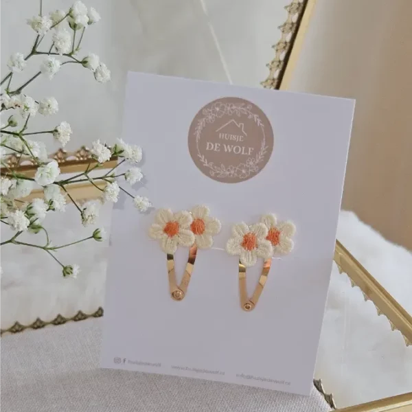 Haarspeldjes Duo Fleur - Creme