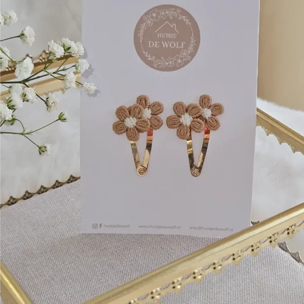Haarspeldjes Duo Fleur - Latte
