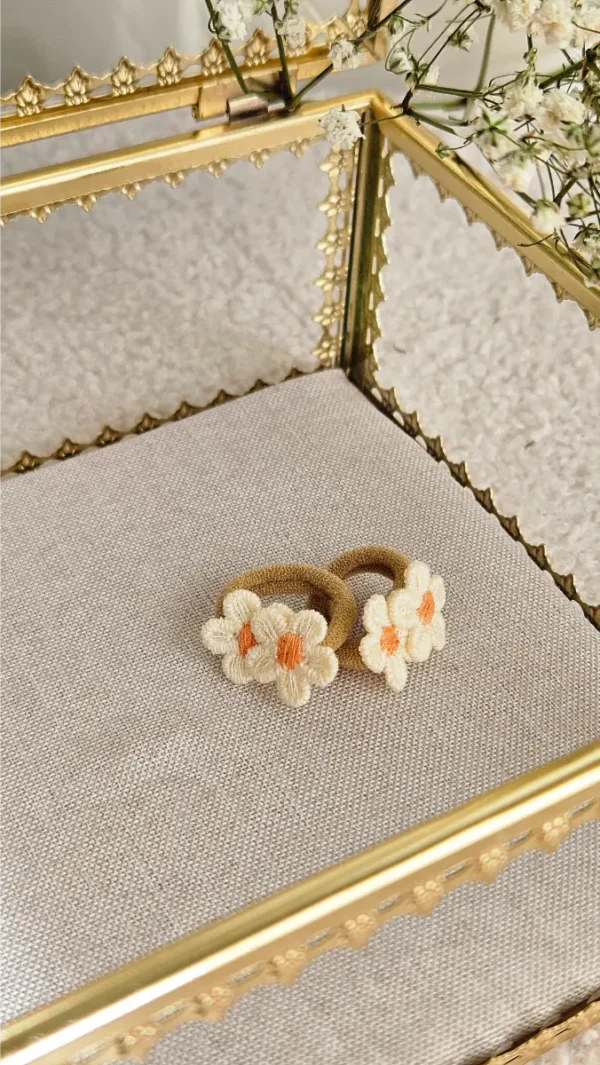 Mini Elastiekjes Fleur Beige